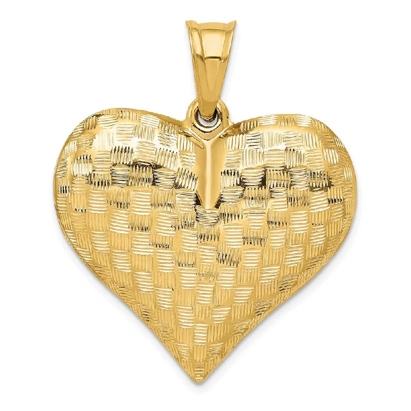 Exclusive Jewelry Bundles At Discounted Rates 14k Yellow Gold Textured Puff Heart Pendant, 32mm