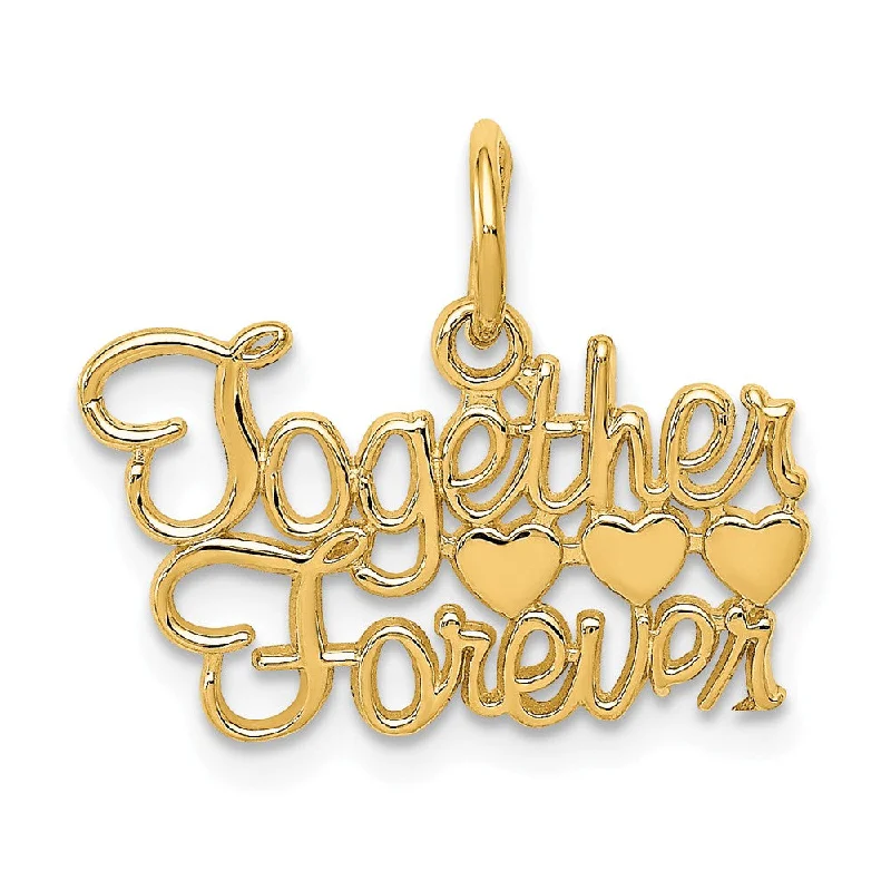 14k Yellow Gold Together Forever Charm or Pendant, 18mm