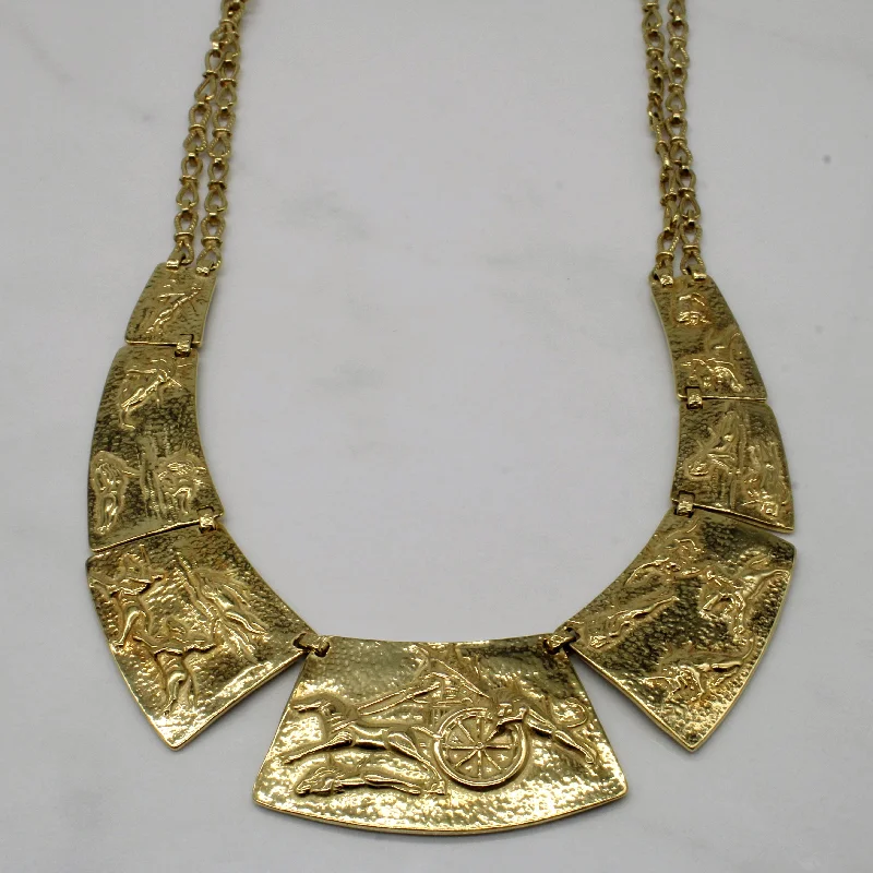 14k Yellow Gold War Scene Necklace | 17" |