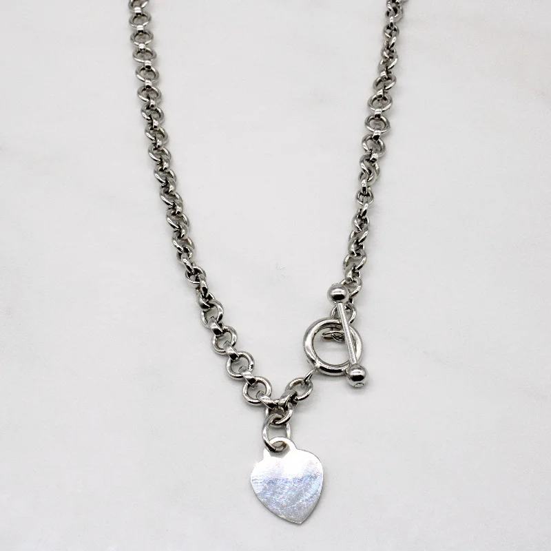 18k White Gold Heart Charm Necklace | 16" |