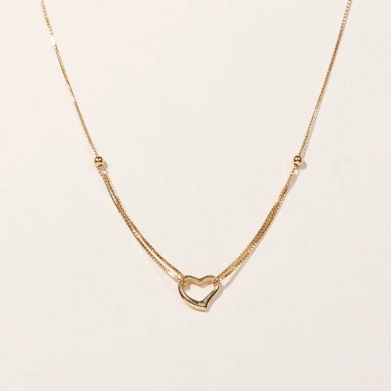 18k Yellow Gold Heart Pendant Necklace | 16"