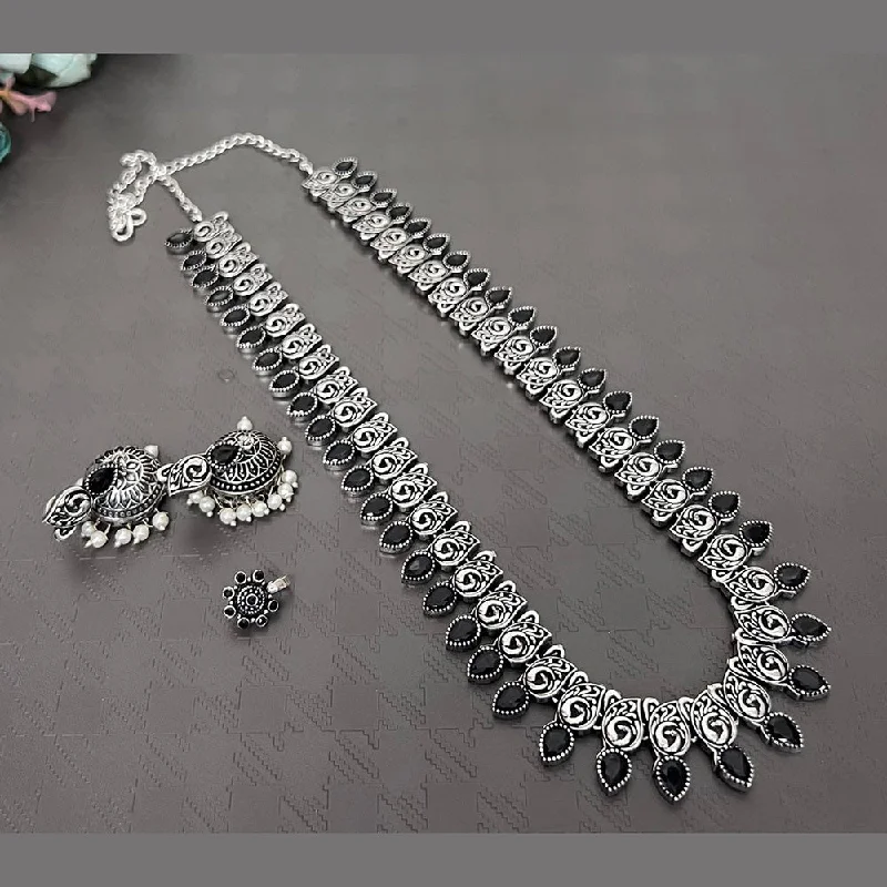 Get The Jewelry You Love At A Price You Love Akruti Collection Oxidised Plated Long Necklace Set With Nose Pin