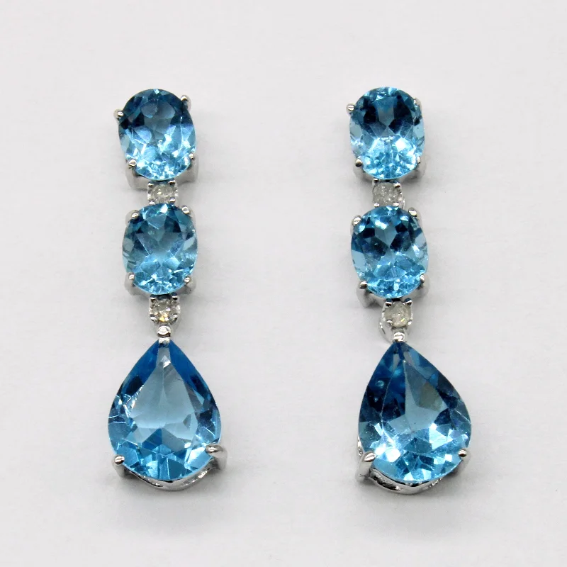 Exclusive Jewelry Sale Event – Shop Now Blue Topaz & Diamond Drop Earrings | 4.50ctw, 0.04ctw |