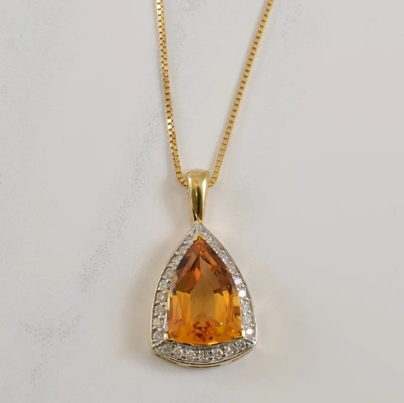 Citrine & Diamond Necklace | 4.00ct, 0.25ctw | 14.5" |