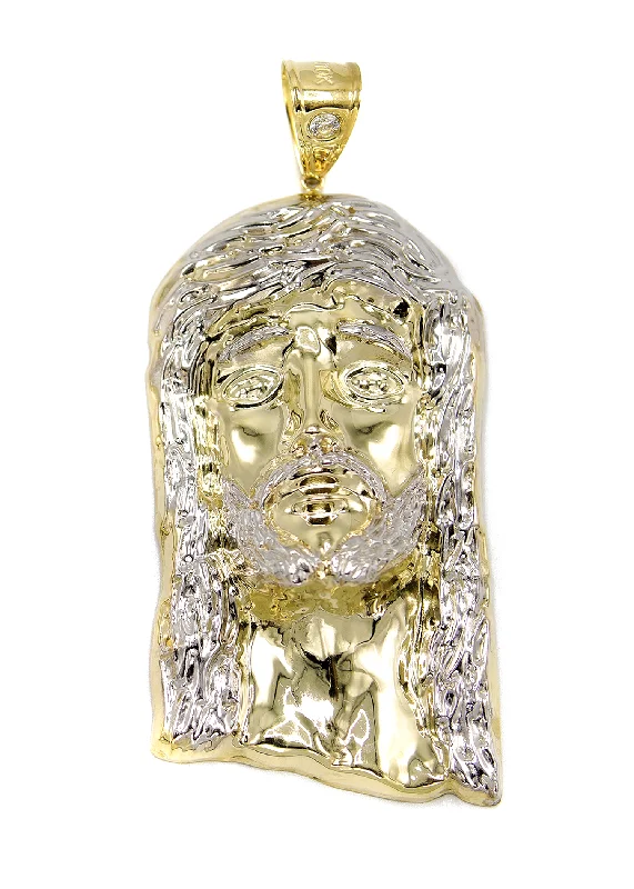 10K Gold Jesus Head Pendant  |  Customizable Size