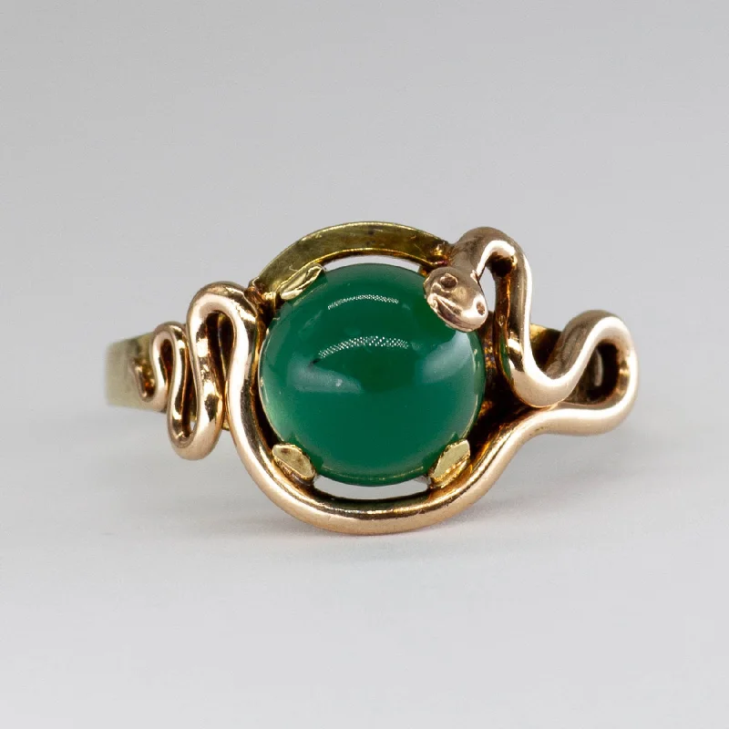 Limited-Stock Jewelry Sale – Once It's Gone, It's Gone Antique Victorian Chrysoprase Cabochon Snake 14k Ring | 1.8ctw | SZ 7.5 |