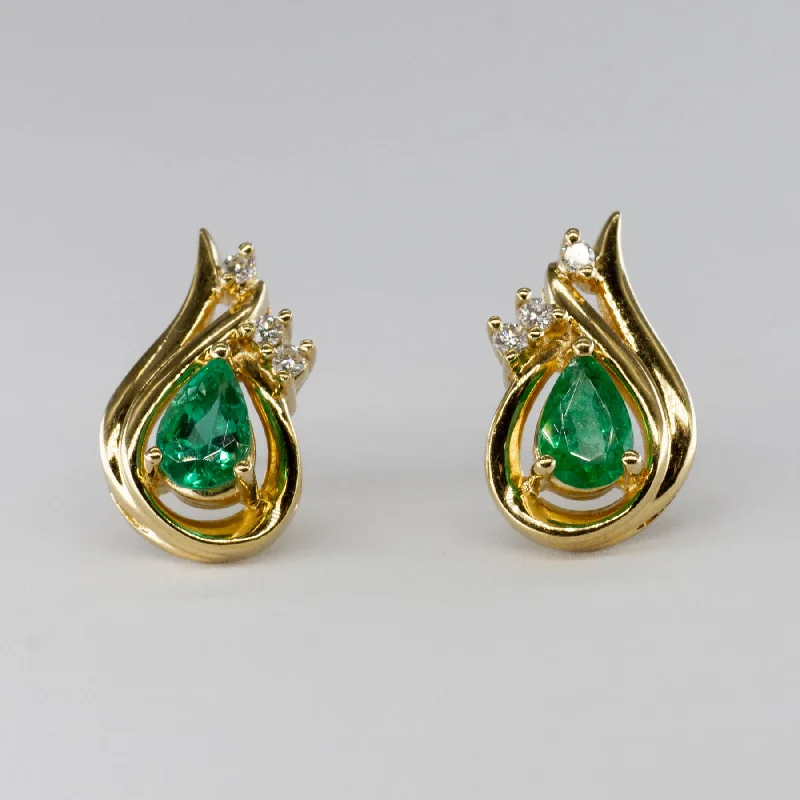 Elegant Jewelry Pieces At Unbelievable Prices Emerald & Diamond 14k Earrings | 0.8 ctw, 0.06ctw |