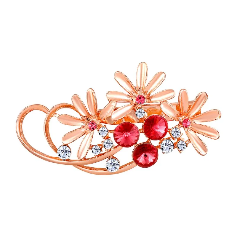 Discover Unique Jewelry With Special Limited-Time Offers Mahi Rosegold Plated Floral Shaped Crystal Studded Saree Pin / Wedding Brooch for Women (BP1101138ZPin)