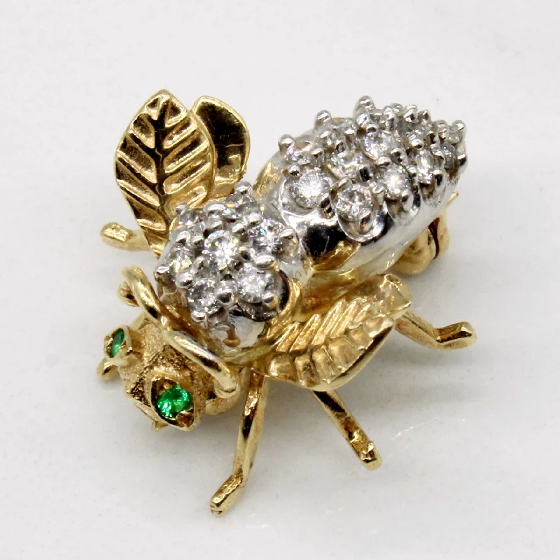 Discounted Jewelry For A Glamorous Look Diamond & Emerald Bee Brooch | 0.30ctw, 0.02ctw |