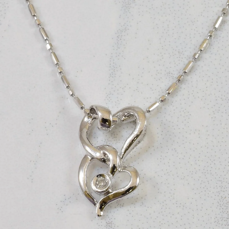 Double Heart Diamond Necklace | 0.01ct | 16" |