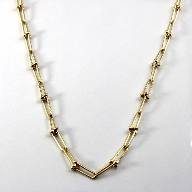 18k Yellow Gold Elongated Rolo Chain Necklace | 16"|