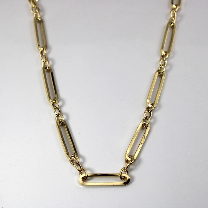 18k Yellow Gold Elongated Rolo Chain Necklace | 16"|