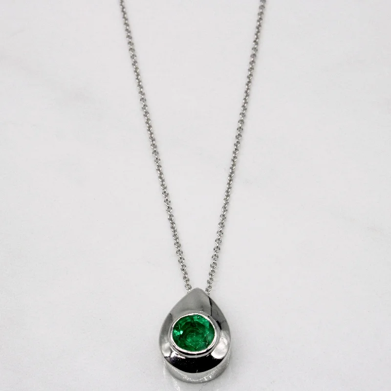 Emerald Teardrop Pendant & 14k Necklace | 1.10ct | 18" |