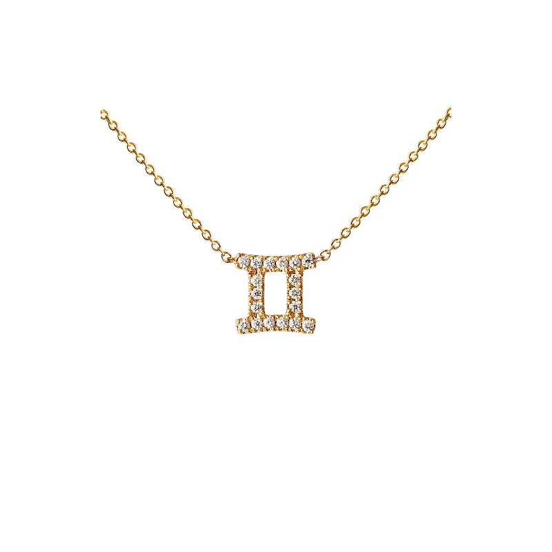 Petit Sign Gemini 18K Gold Necklace w. Diamonds