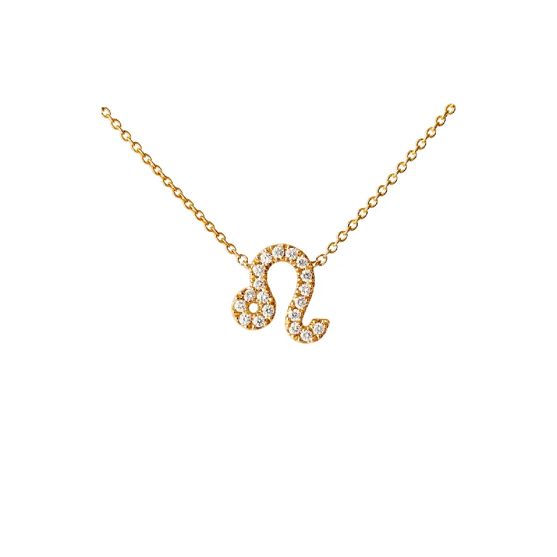 Petit Sign Leo 18K Gold Necklace w. Diamonds