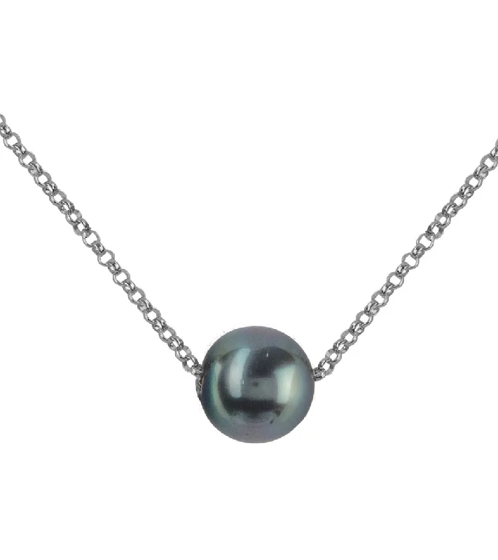 Floating Tahitian Pearl Necklace - Sterling Silver