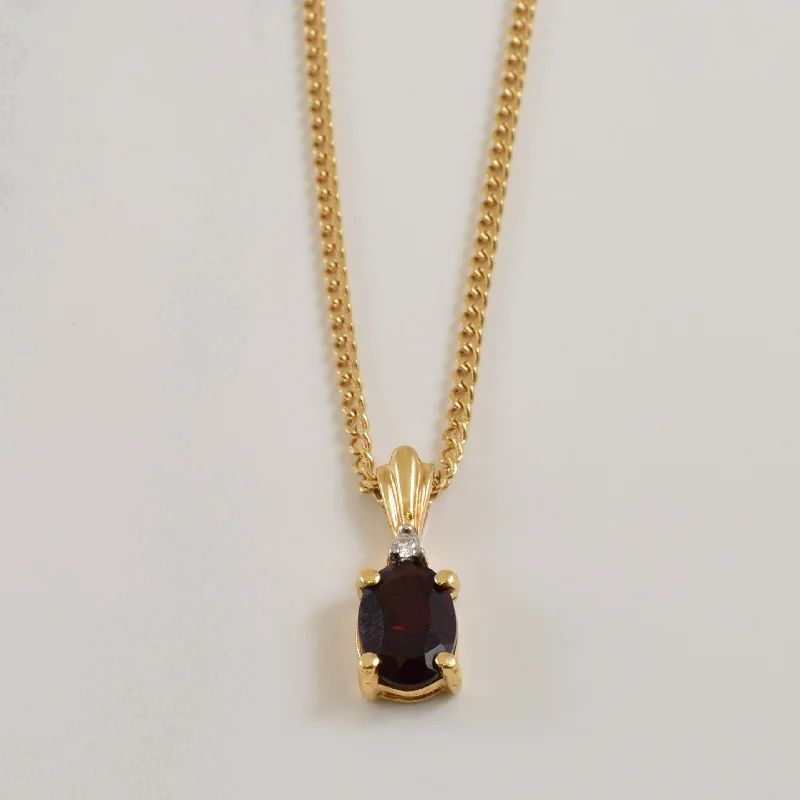 Garnet & Diamond Necklace | 1.00ct, 0.01ct | 15" |