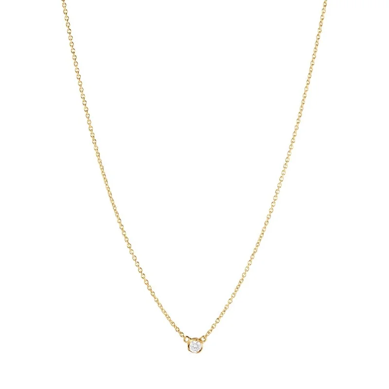 Signature Solitaire 18K Gold Necklace w. 0.05ct Diamond