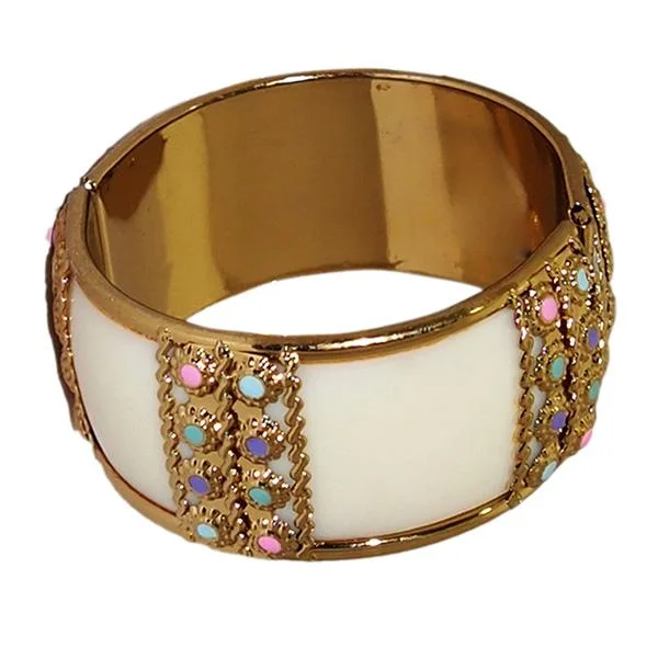 Waterproof Stainless Steel Jewelry For Lasting Beauty Kriaa Gold Plated Multicolor Stone Kada