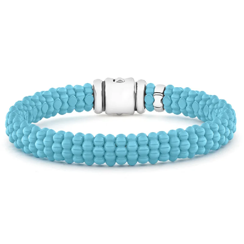 Lagos Blue Caviar Ceramic Beaded Bracelet, 9mm