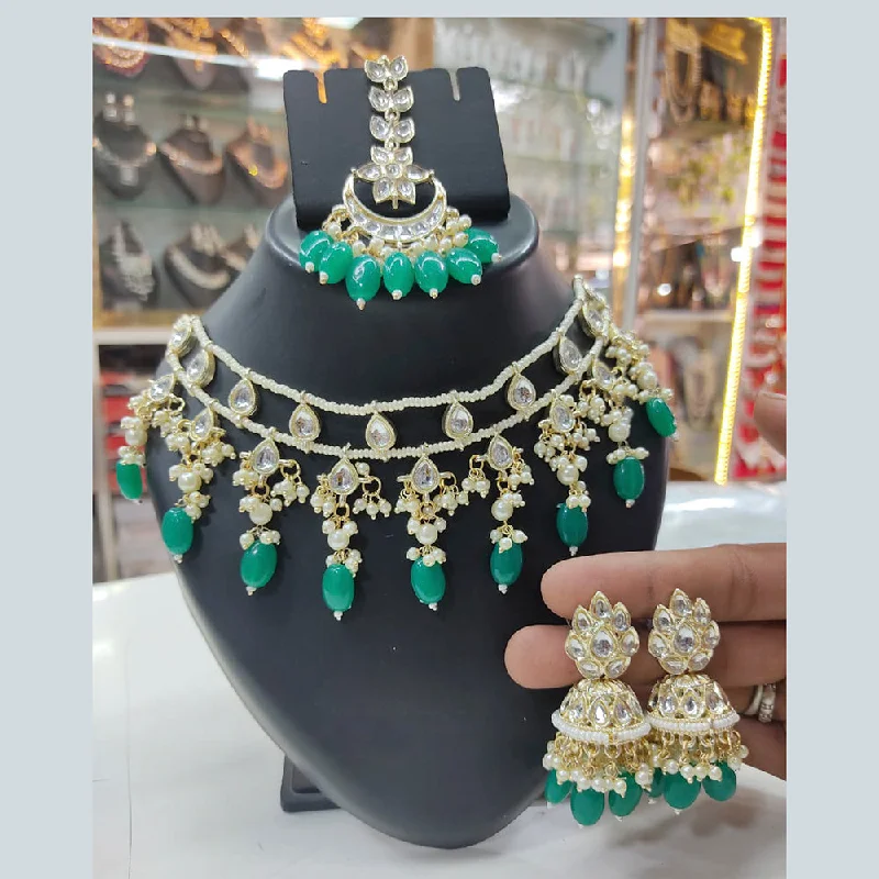 Big Savings On Your Favorite Jewelry Pieces Lucentarts Jewellery Kundan And Pearl Necklace Set With Maangtikka