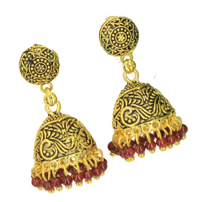 Premium Jewelry Now Available At Special Discounts Mahavir Gold Plated & Beads Jhumki Earrings