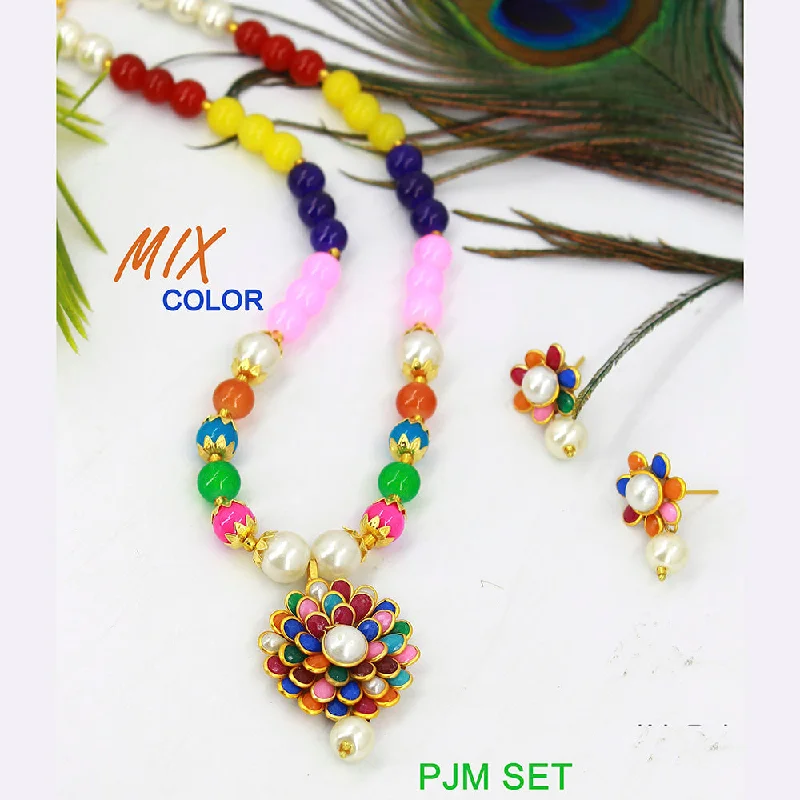 Mahavir Pota Stone & Beads Necklace Set