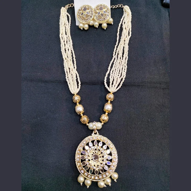 Manisha Jewellery Gold Plated Mirror & Beads Long Nacklace Set