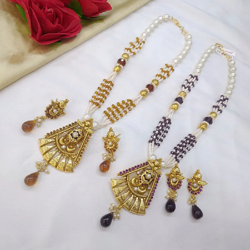 Manisha Jewellery Kundan Stone Gold Plated  Necklace Set