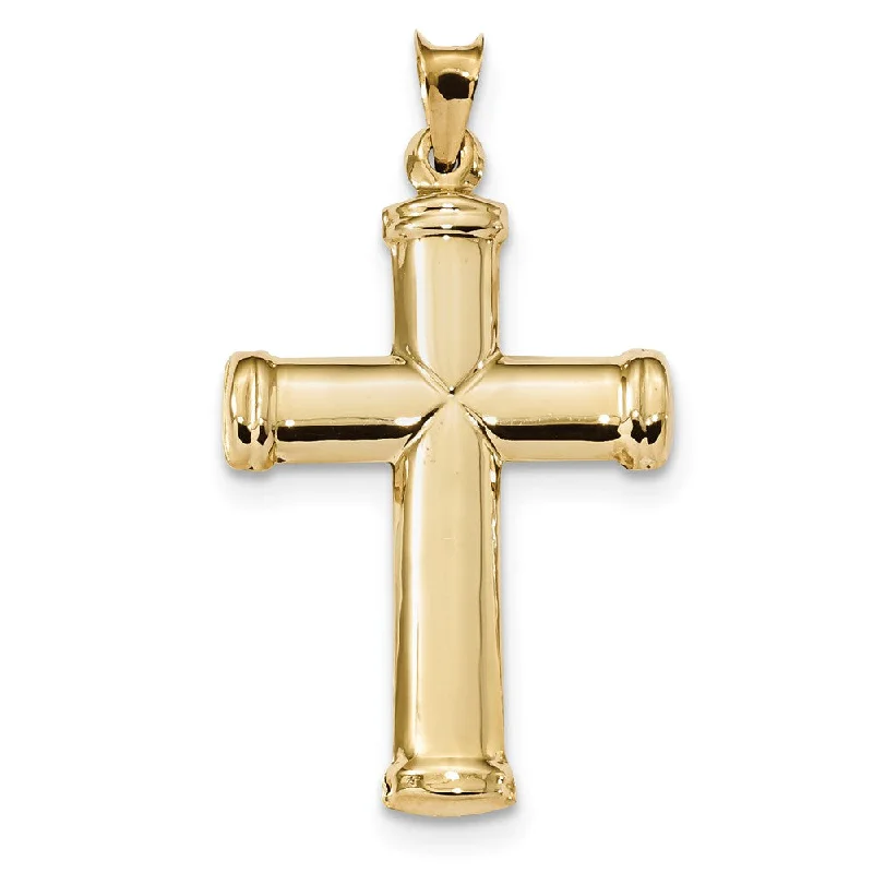 Men's 14k Yellow Gold Hollow 3D Polished Cross Pendant