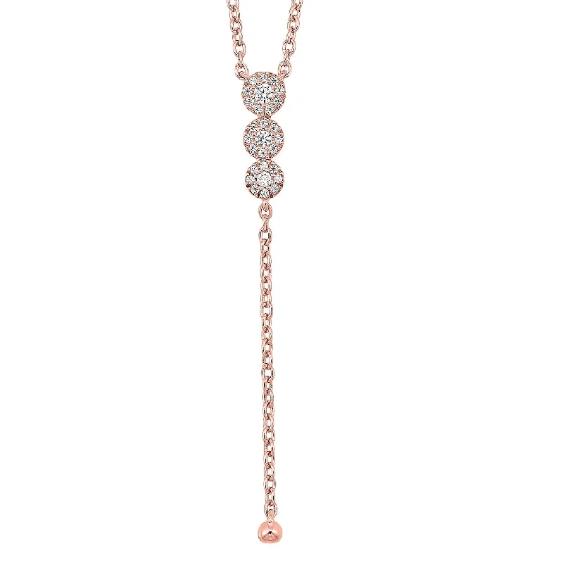 14K Rose Gold Diamond  Y Necklace 1/10 ctw