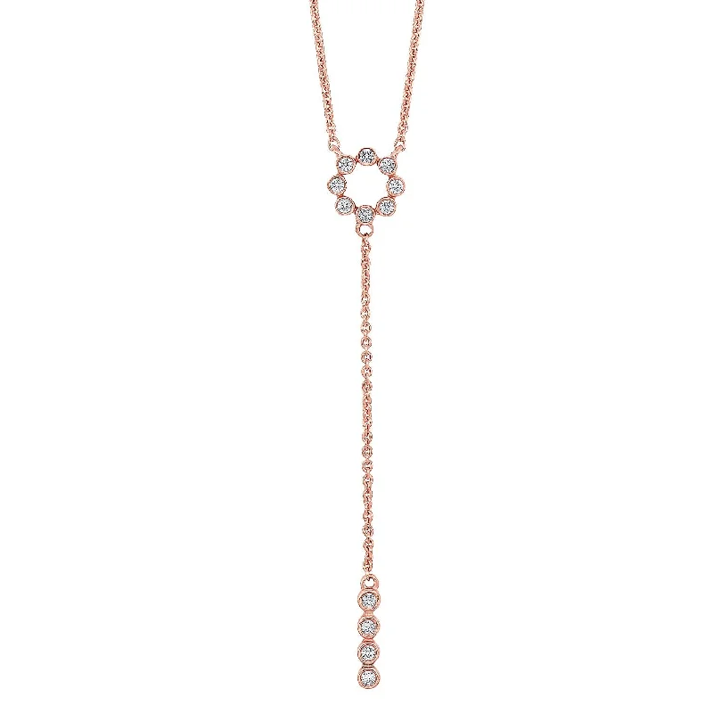 14K Rose Gold Y Diamond Pendant 1/6 ctw