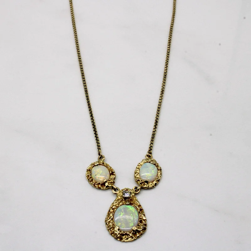 Opal & Diamond Cocktail Necklace | 3.00ctw, 0.08ct | 16" |