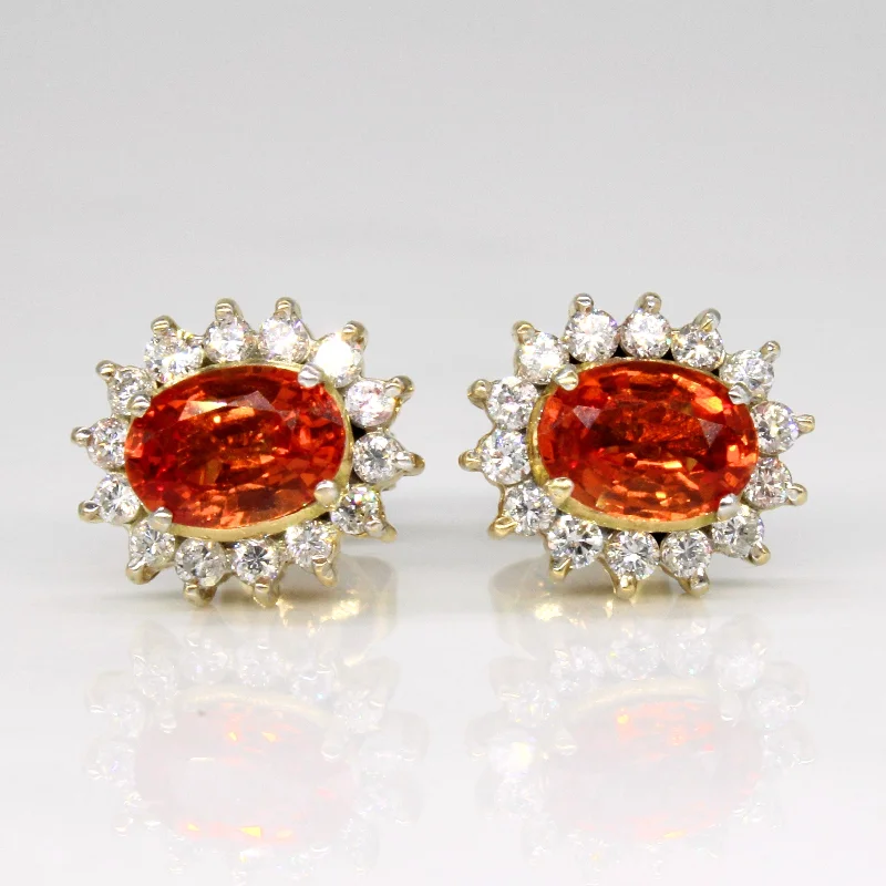 Luxury Jewelry At Unbeatable Discounts Orange Sapphire & Diamond Earrings | 1.60ctw, 0.42ctw |