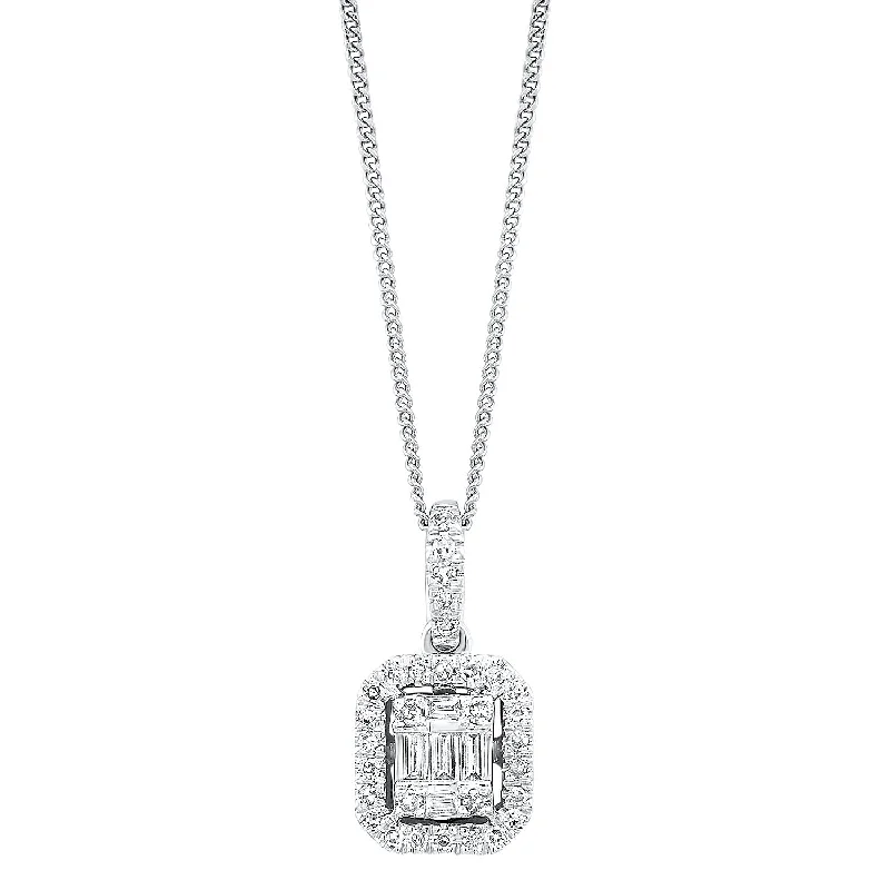 14K Baguette & Round Diamond Pendant