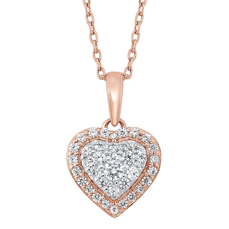 14K Rose Gold Diamond Heart Pendant 1/4 ctw