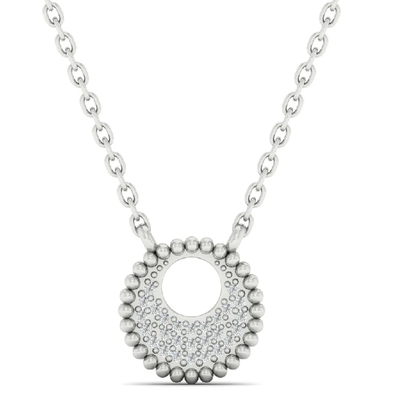 Diamond Medallion Starlight Pendant Necklace in 14k White Gold (0.05ctw)