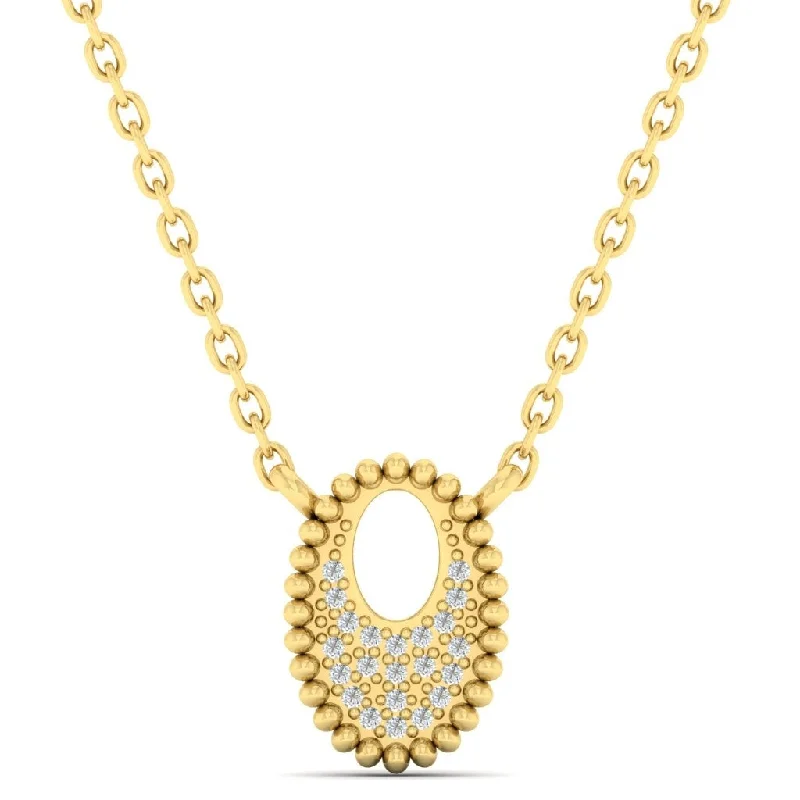 Diamond Medallion Starlight Oval Necklace in 14k Yellow Gold Necklace (0.04ctw)