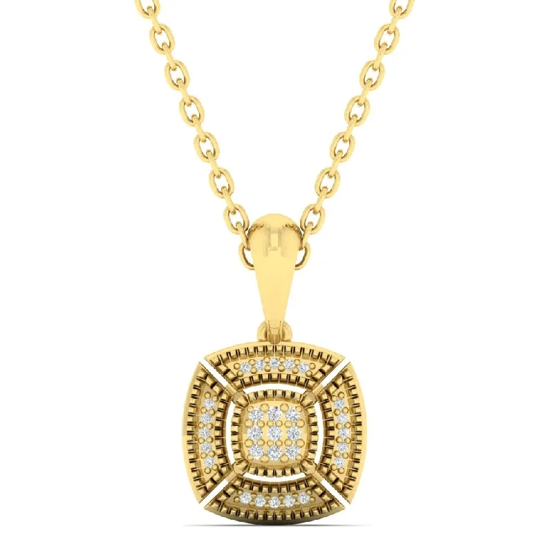 Diamond Cushion Medallion Vintage Pendant Necklace in 14k Yellow Gold (0.05ctw)