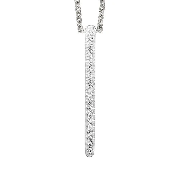 Diamond Modern Linear Pendant Necklace in White Gold (1/20ctw)