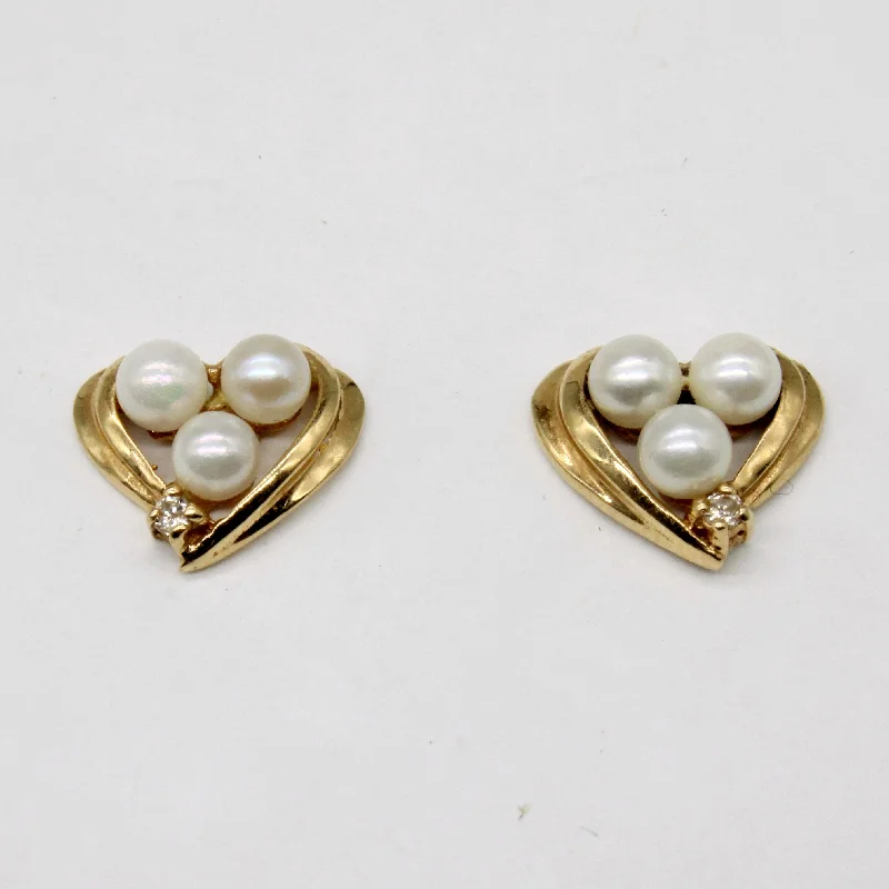 Breathtaking Jewelry At Limited-Time Savings Pearl & Diamond Heart Earrings | 0.02ctw |