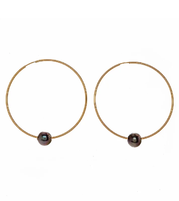 Pearl Gold Hoop Earrings 54318