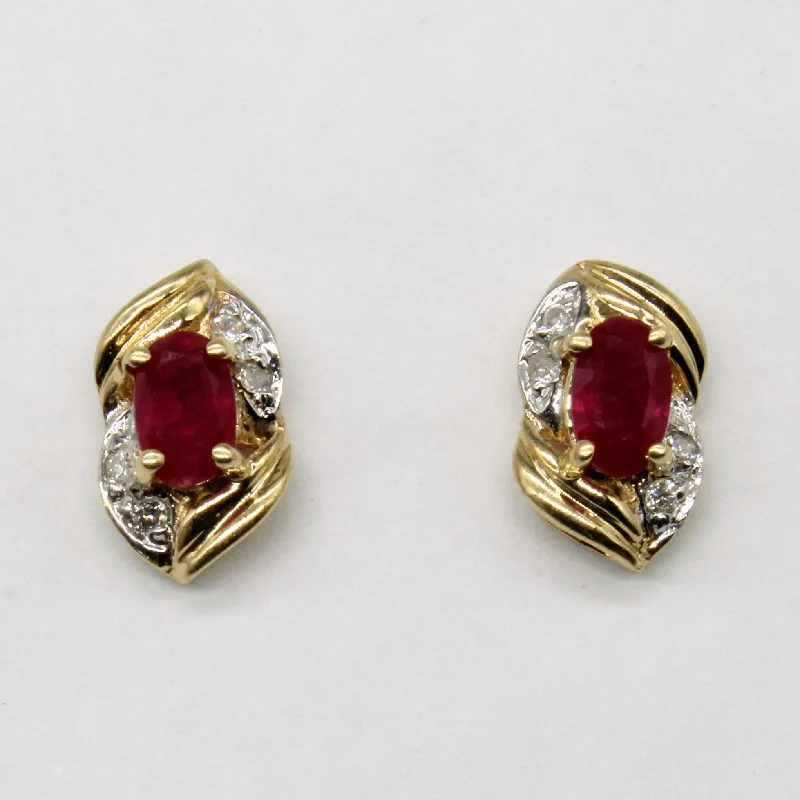 Versatile Layering Jewelry For Effortless Chic Ruby & Diamond Earrings | 0.44ctw, 0.01ctw |