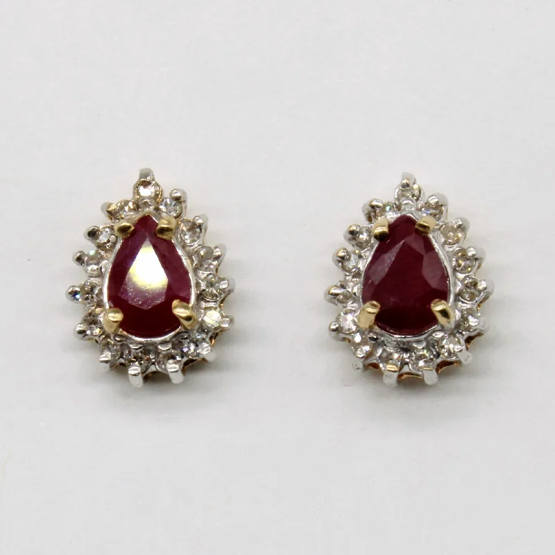 Delicate Crystal Jewelry For Sophisticated Charm Ruby & Diamond Earrings | 0.50ctw, 0.15ctw |