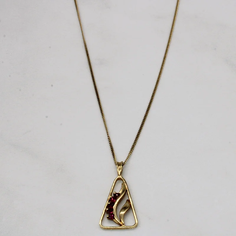 Ruby Triangular Pendant Necklace | 0.15ctw | 16" |