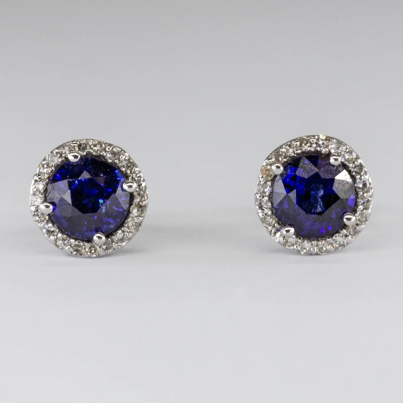 Exclusive Jewelry Discounts – Shop Now For Savings Sapphire & Diamond Halo 14k Earrings | 2.0 ctw, 0.1ctw |