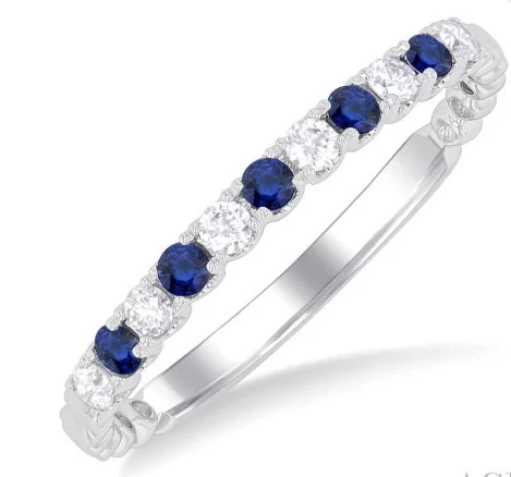 14 Karat White Gold Sapphire Band