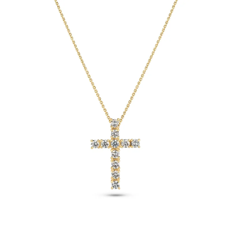 Alba Croce 14K Gold Necklace w. Lab-Grown Diamonds