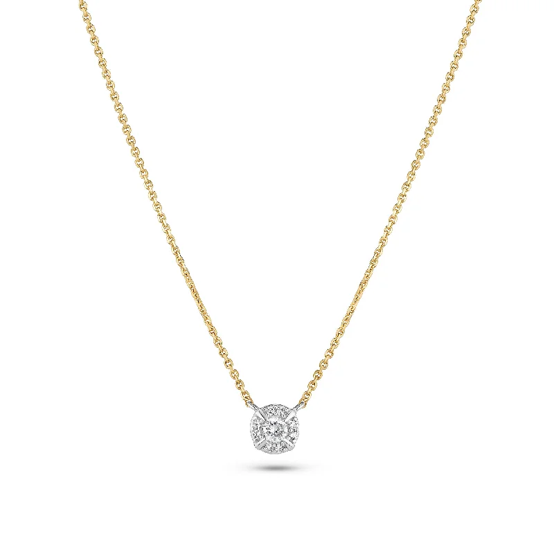 Rome 14K Whitegold & Gold Necklace w. Lab-Grown Diamonds