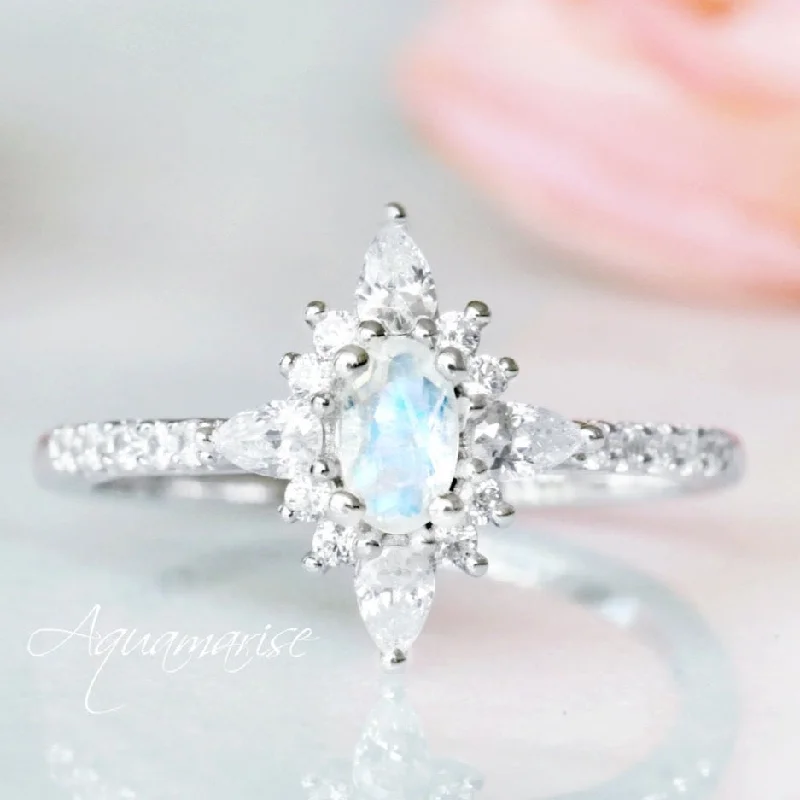 Exclusive Gemstone Jewelry At Special Prices Starburst Moonstone Ring- Sterling Silver